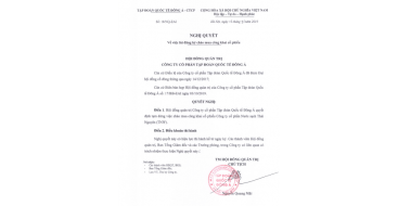 Nghị quyết của HĐQT về việc lùi ngày đăng ký chào mua công khai cổ phiếu TNW